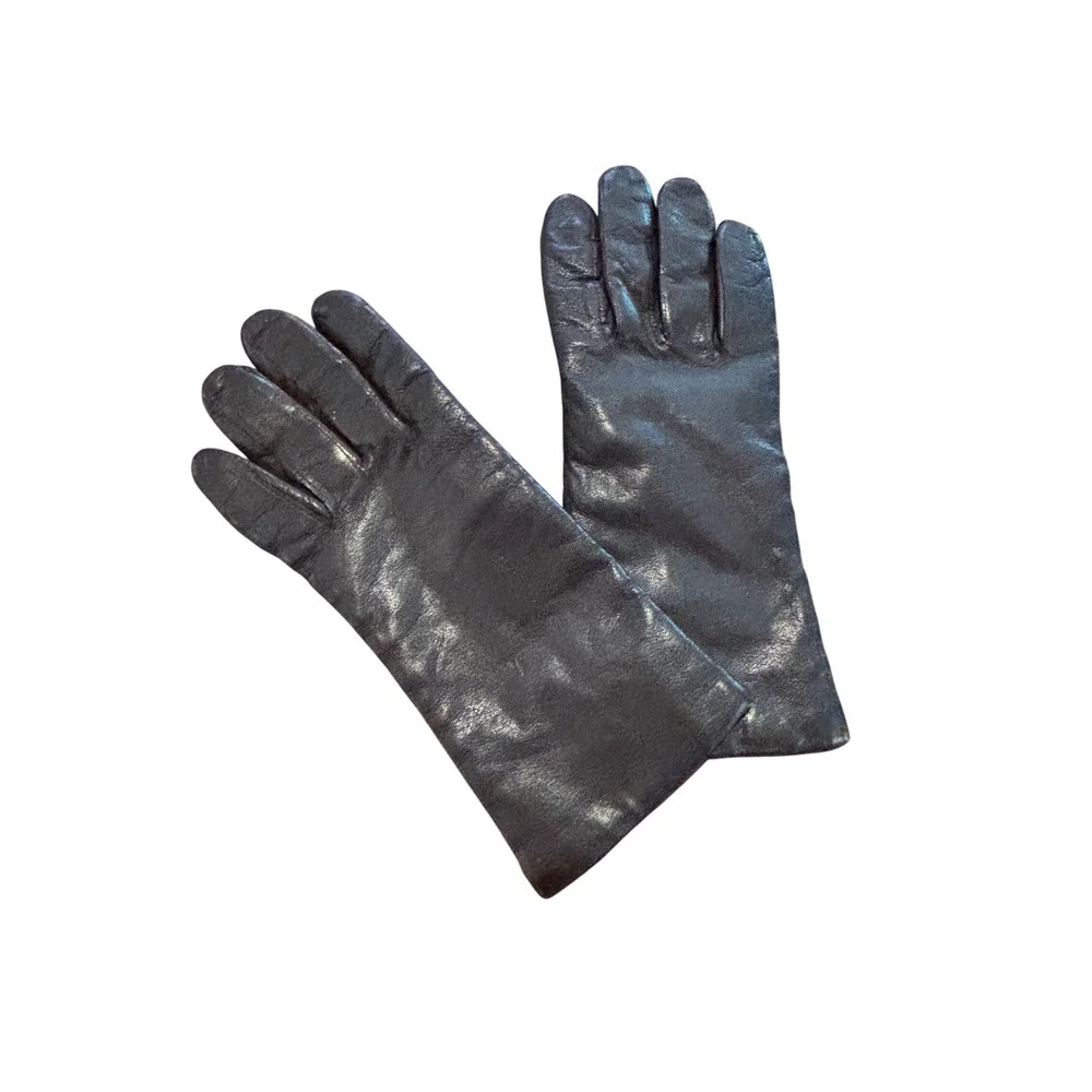 Vintage Italian Leather Gloves Dark Brown Knit Lined Made in Italy Size 7.5